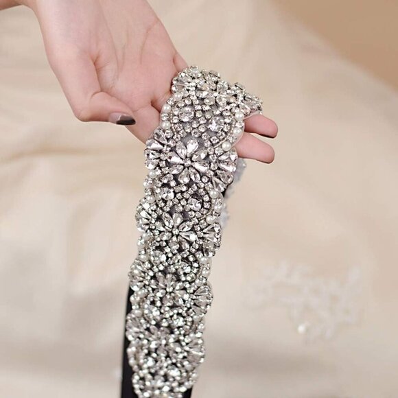 Bridal Sash Belt For Wedding Crystal Rhinestone Waist Cincher on Satin Adjust